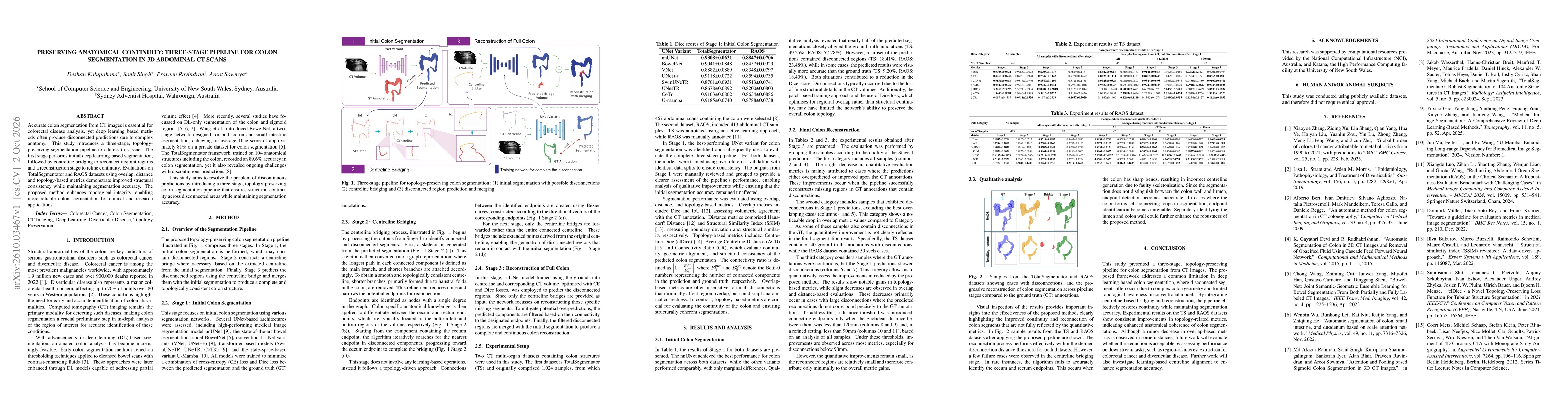 Thumbnail for Preserving Anatomical Continuity: Three-Stage Pipeline for Colon Segmentation in 3D Abdominal CT Scans