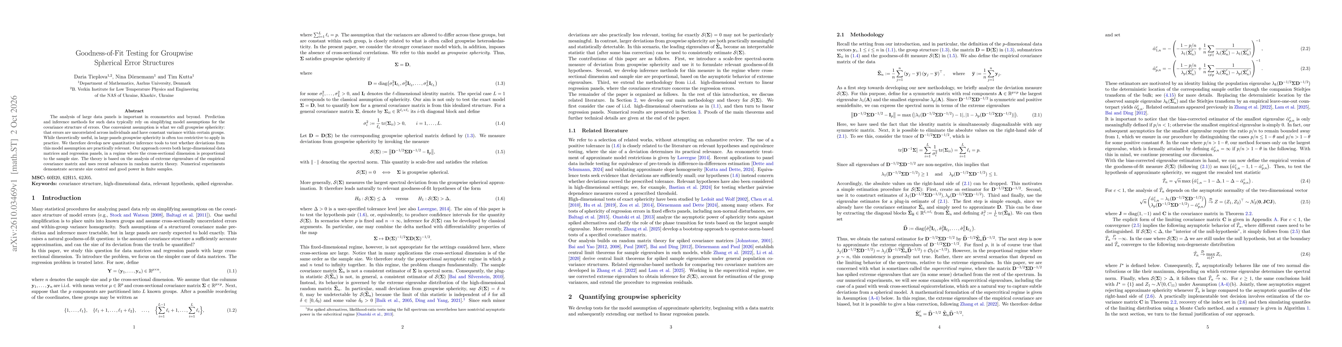 Thumbnail for Goodness-of-Fit Testing for Groupwise Spherical Error Structures