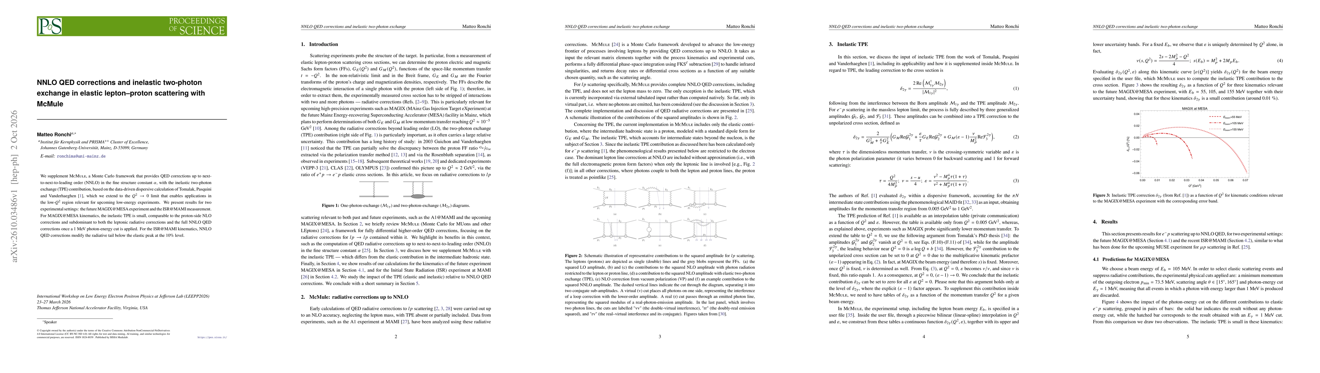 Thumbnail for NNLO QED corrections and inelastic two-photon exchange in elastic lepton-proton scattering with McMule