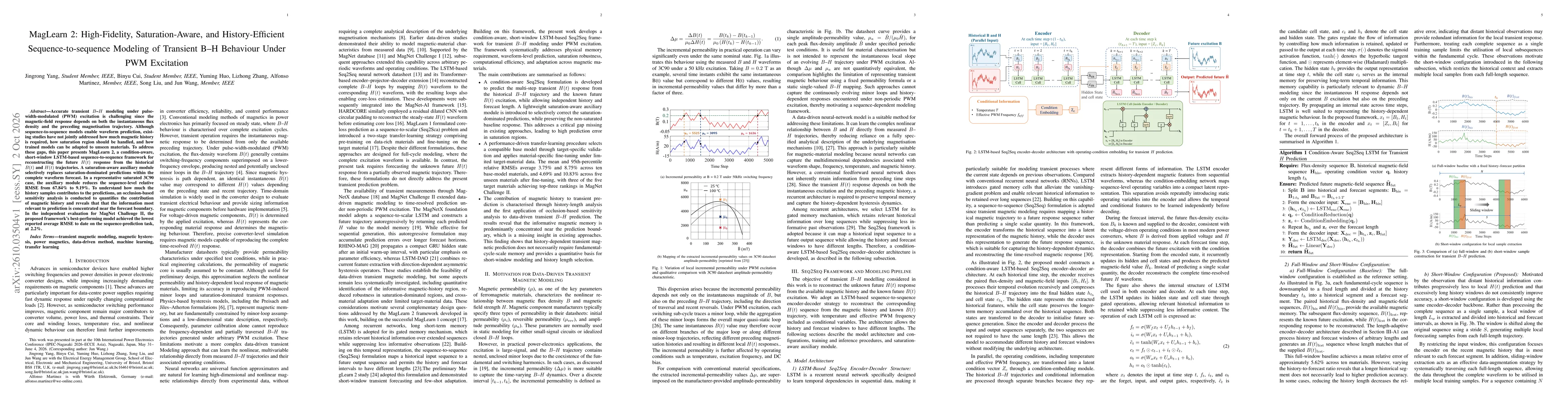 Thumbnail for MagLearn 2: High-Fidelity, Saturation-Aware, and History-Efficient Sequence-to-sequence Modeling of Transient B-H Behaviour Under PWM Excitation