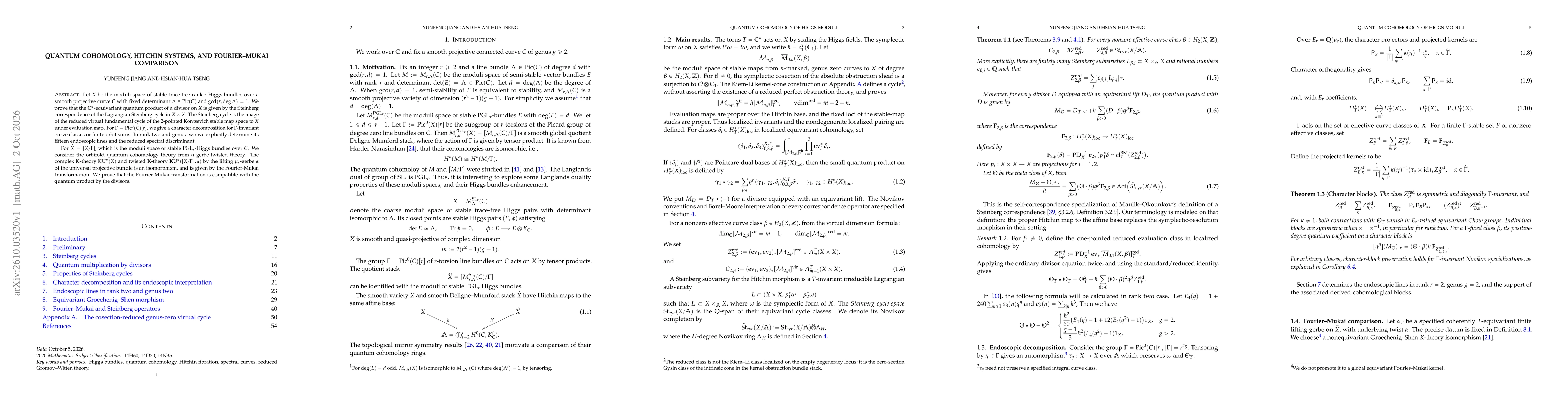 Thumbnail for Quantum cohomology, Hitchin systems, and Fourier--Mukai comparison