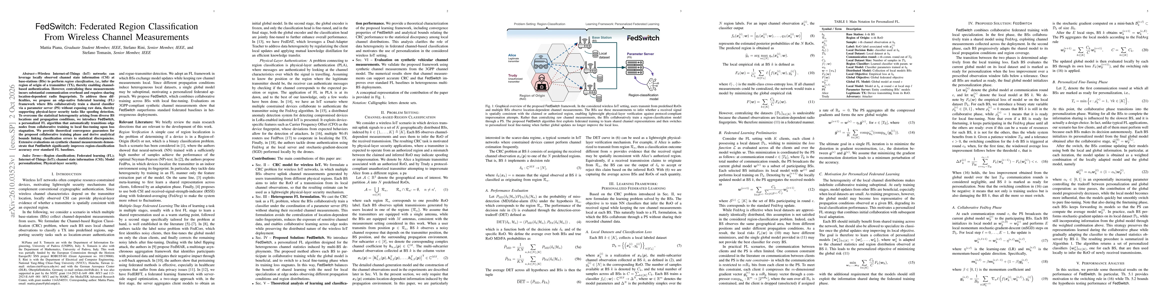 Thumbnail for FedSwitch: Federated Region Classification From Wireless Channel Measurements