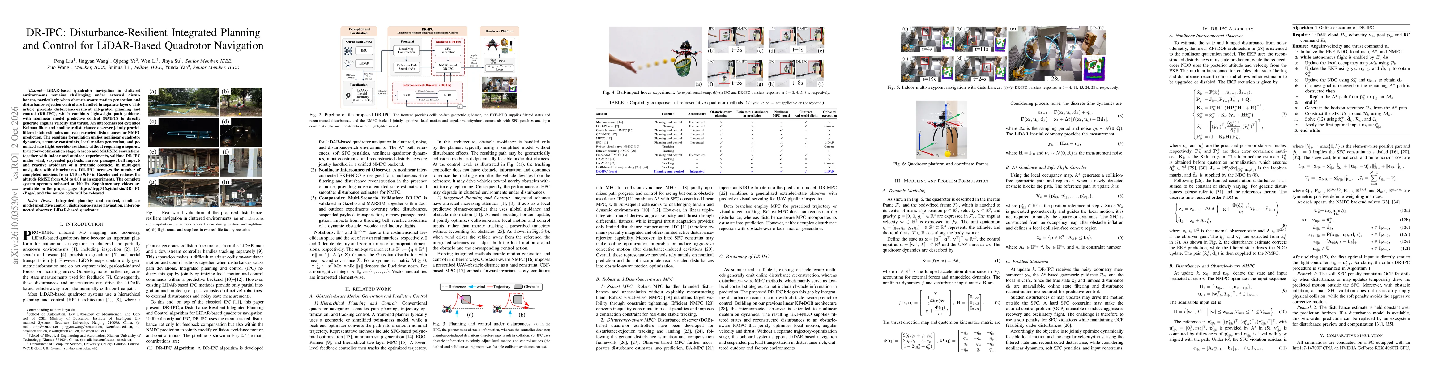 Thumbnail for DR-IPC: Disturbance-Resilient Integrated Planning and Control for LiDAR-Based Quadrotor Navigation