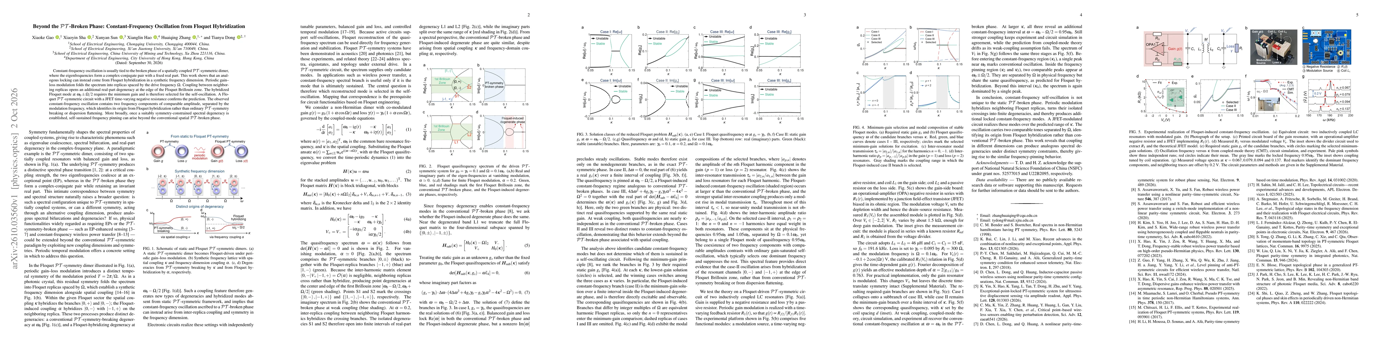 Thumbnail for Beyond the PT-Broken Phase: Constant-Frequency Oscillation from Floquet Hybridization
