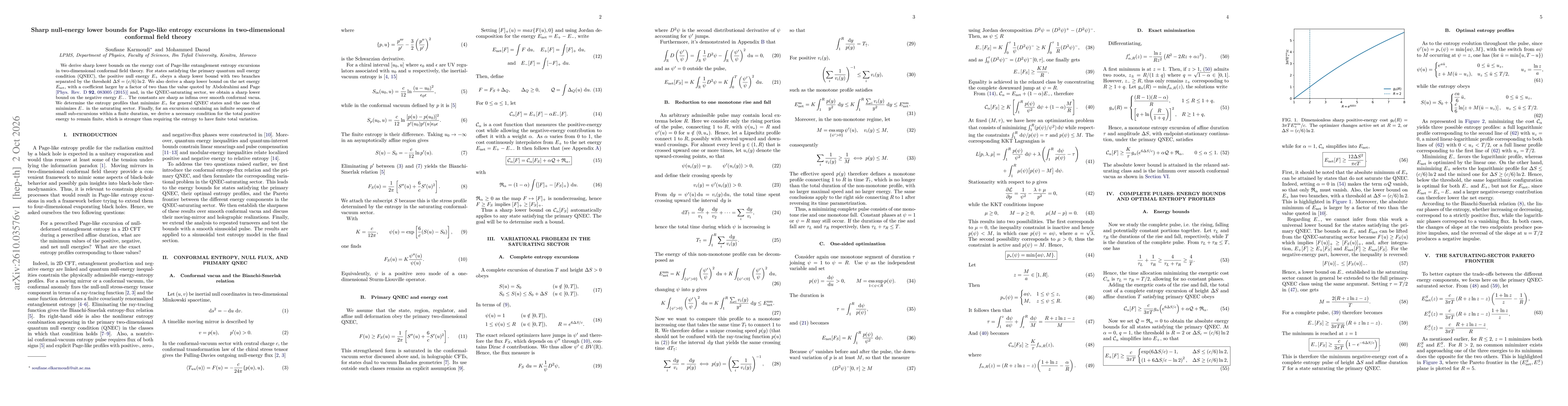 Thumbnail for Sharp null-energy lower bounds for Page-like entropy excursions in two-dimensional conformal field theory