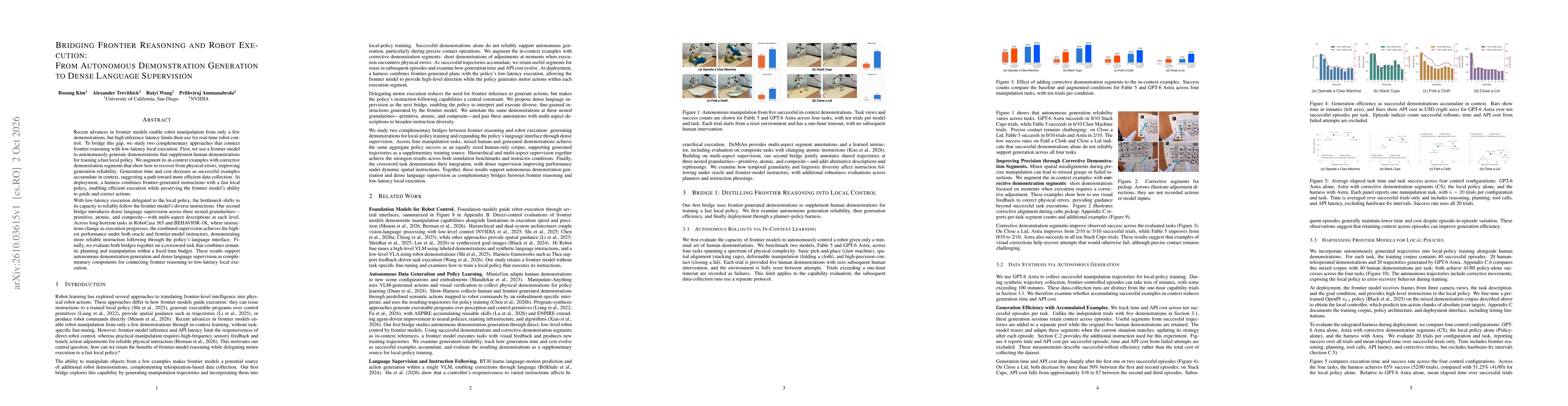 Thumbnail for Bridging Frontier Reasoning and Robot Execution: From Autonomous Demonstration Generation to Dense Language Supervision