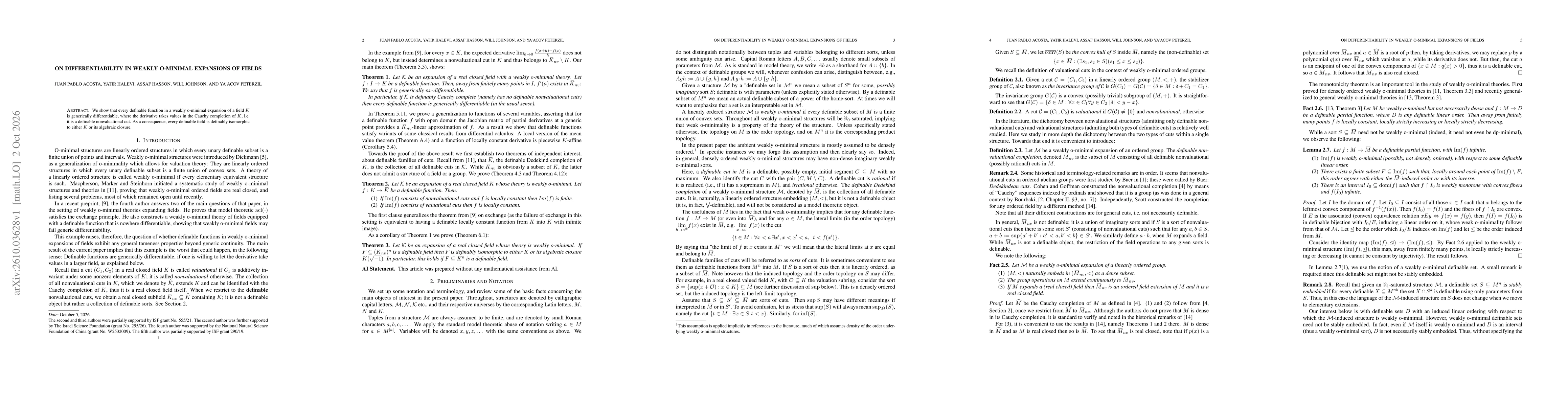 Thumbnail for On differentiability in weakly o-minimal expansions of fields