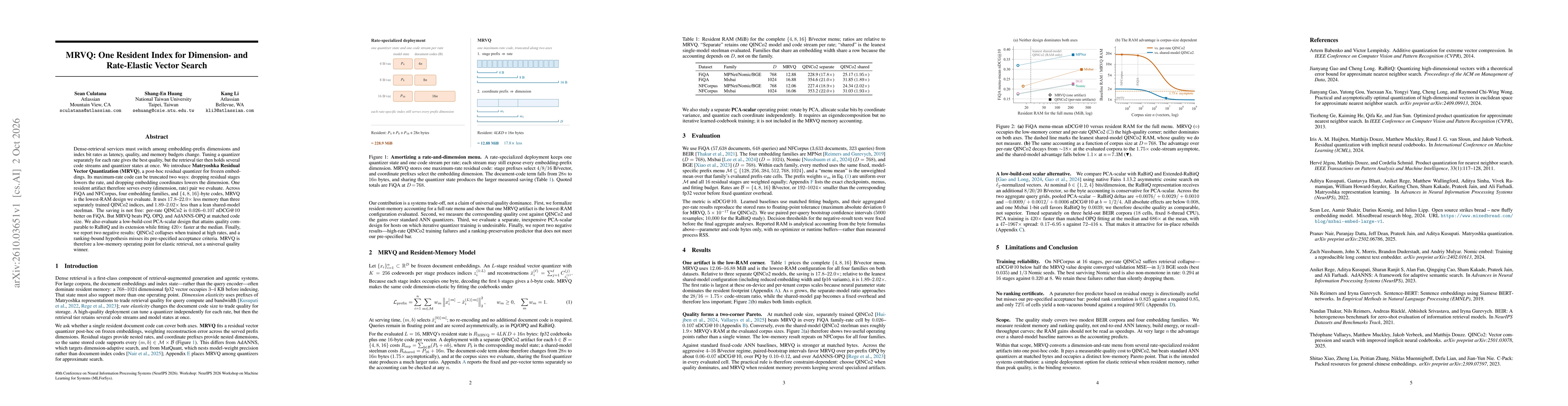 Thumbnail for MRVQ: One Resident Index for Dimension- and Rate-Elastic Vector Search