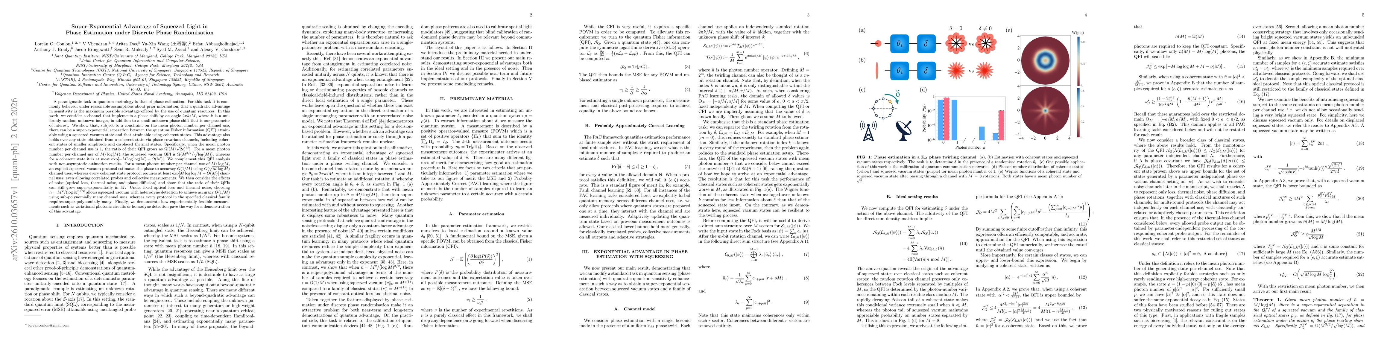 Thumbnail for Super-Exponential Advantage of Squeezed Light in Phase Estimation under Discrete Phase Randomisation