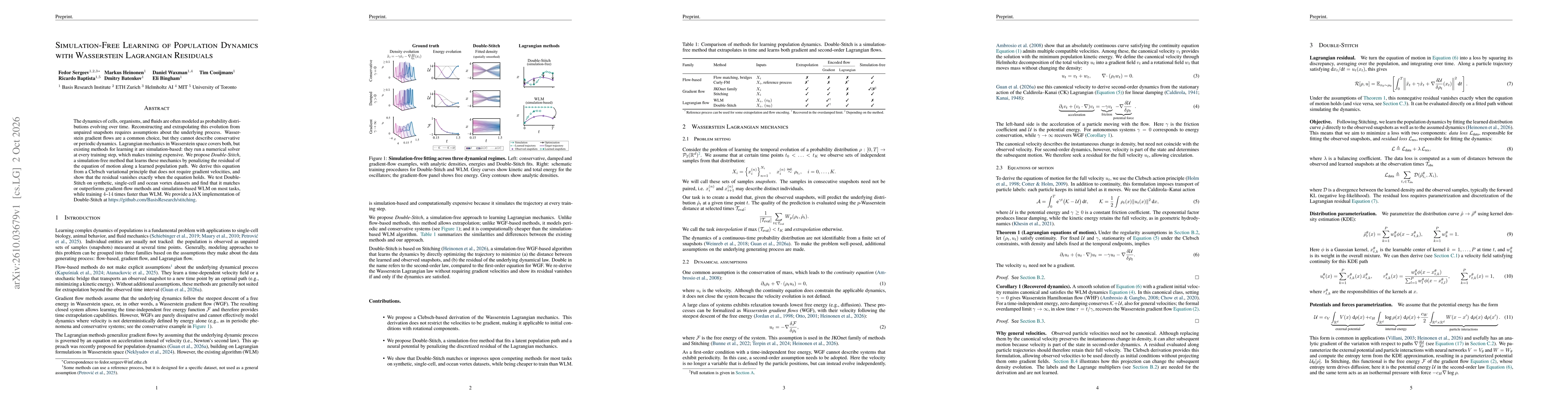 Thumbnail for Simulation-Free Learning of Population Dynamics with Wasserstein Lagrangian Residuals