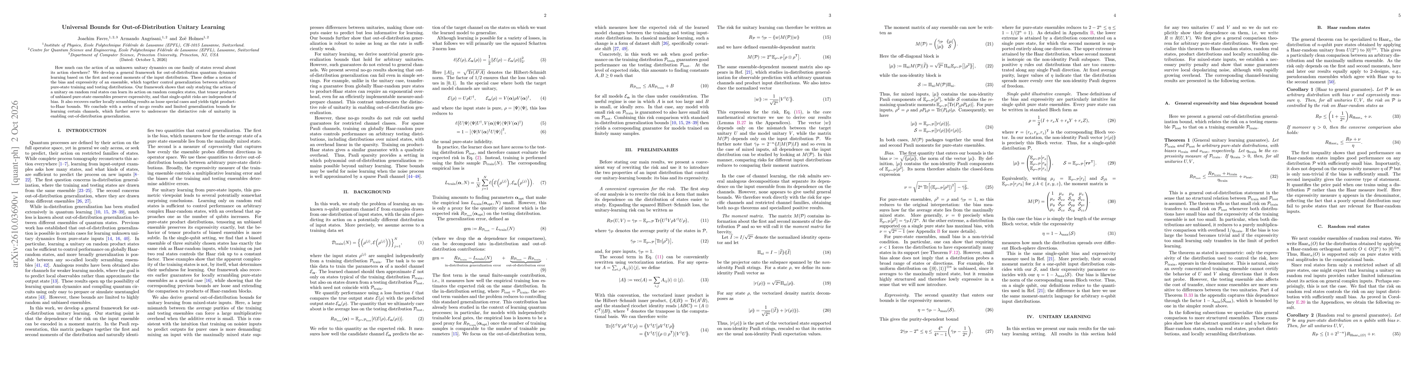 Thumbnail for Universal Bounds for Out-of-Distribution Unitary Learning
