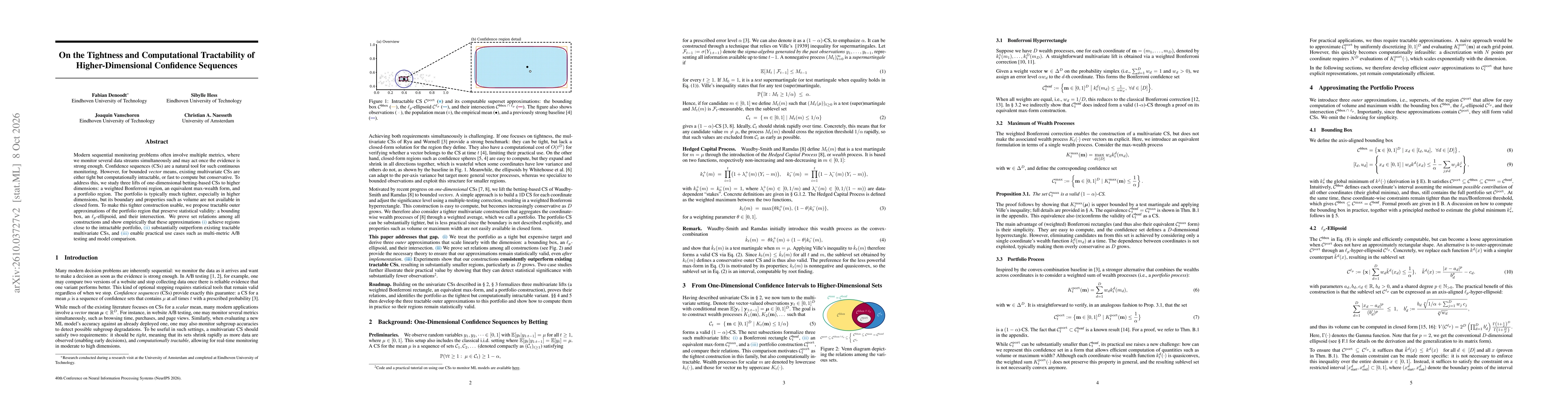 Thumbnail for On the Tightness and Computational Tractability of Higher-Dimensional Confidence Sequences