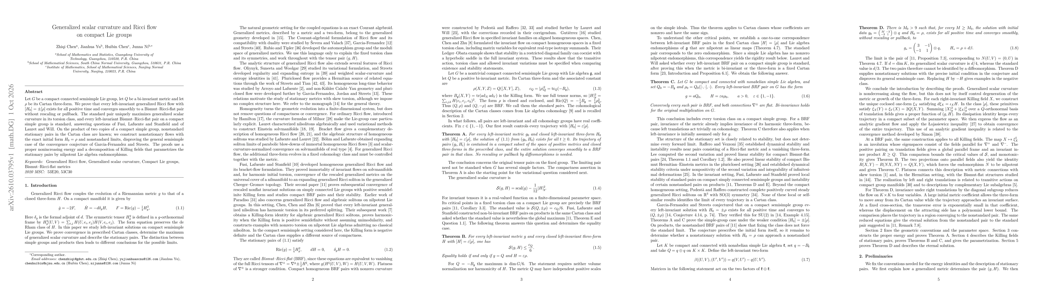 Thumbnail for Generalized scalar curvature and Ricci flow on compact Lie groups