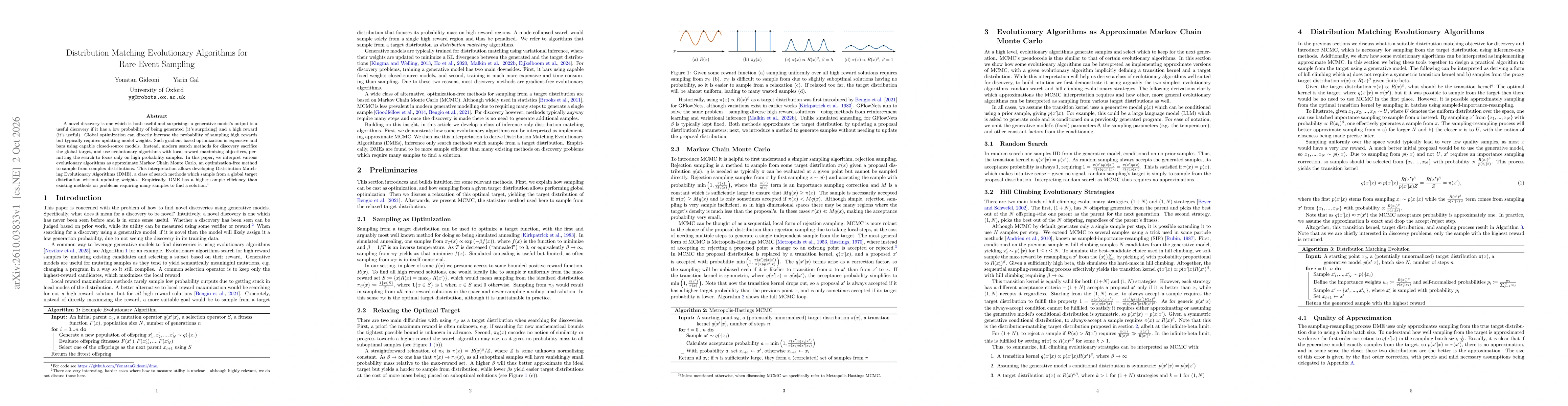 Thumbnail for Distribution Matching Evolutionary Algorithms for Rare Event Sampling