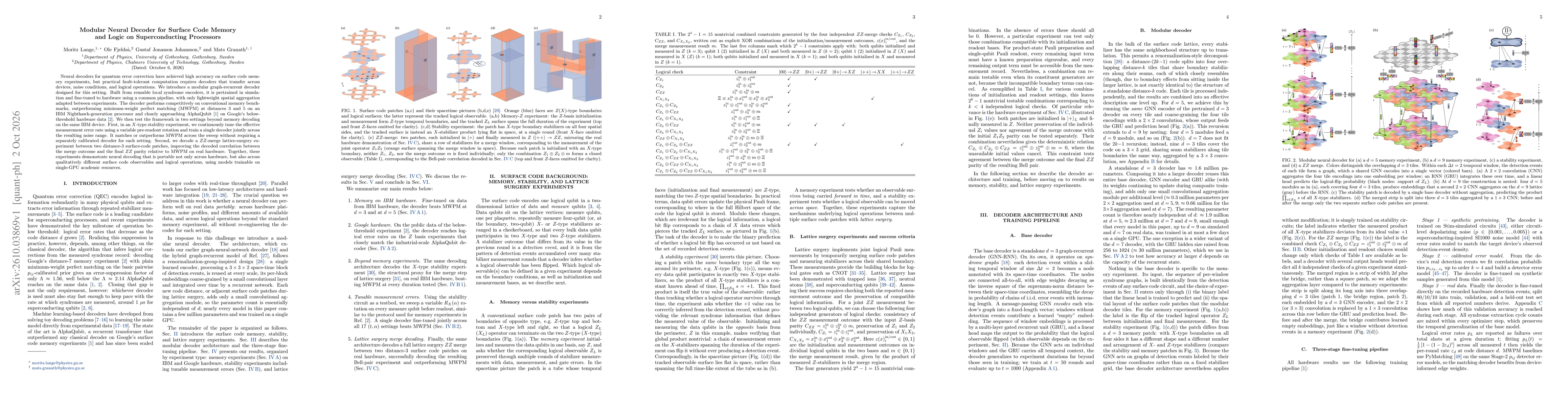 Thumbnail for Modular Neural Decoder for Surface Code Memory and Logic on Superconducting Processors