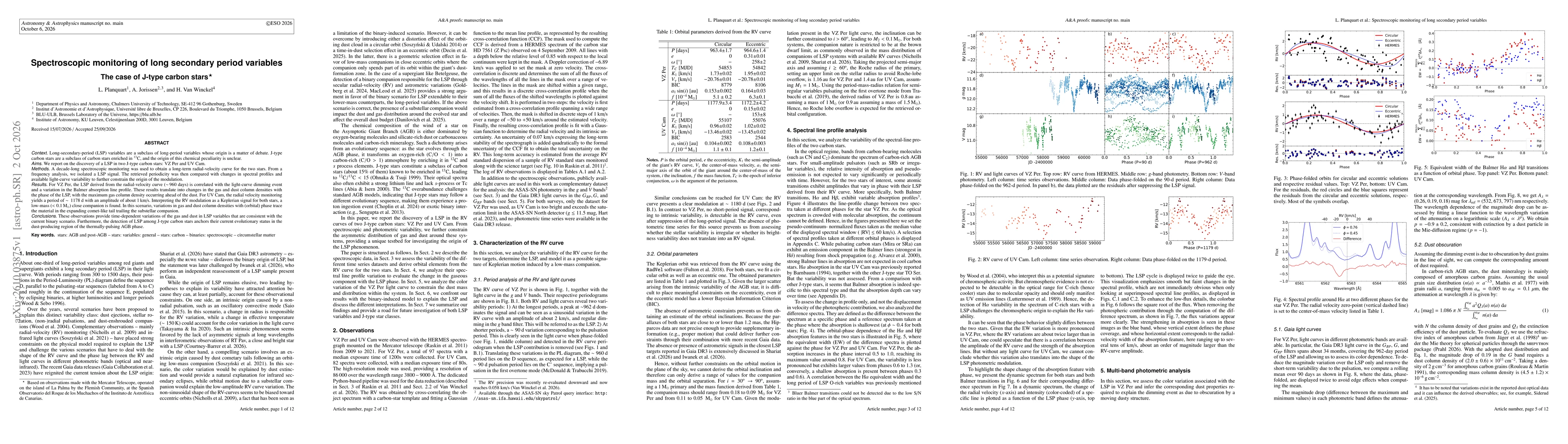 Thumbnail for Spectroscopic monitoring of long secondary period variables. The case of J-type carbon stars