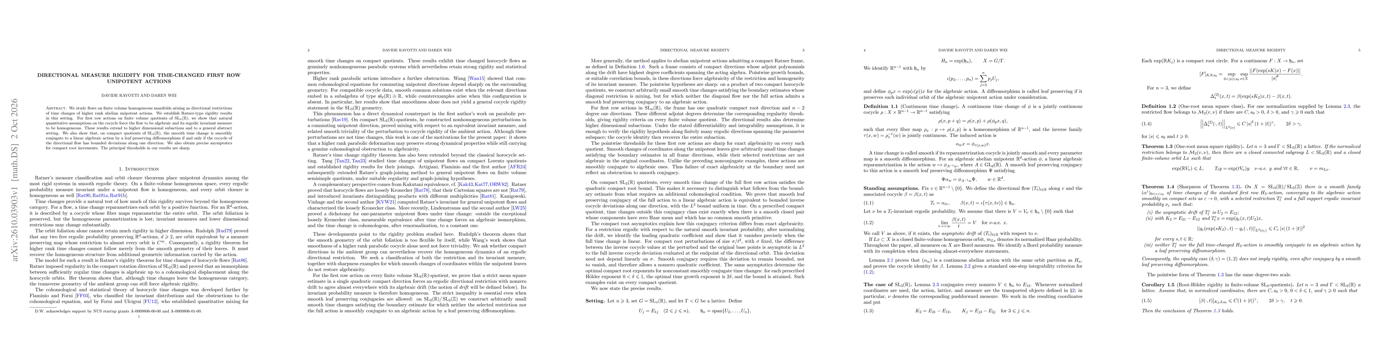 Thumbnail for Directional measure rigidity for time-changed first row unipotent actions