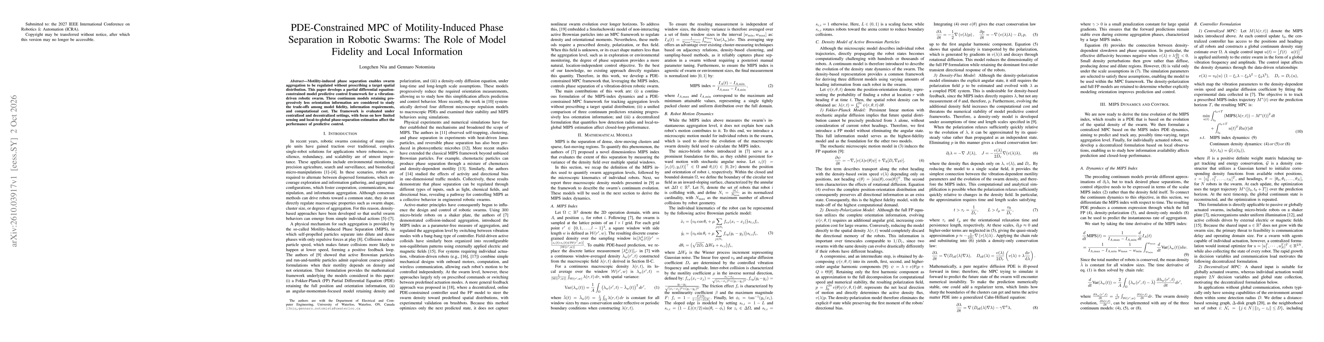 Thumbnail for PDE-Constrained MPC of Motility-Induced Phase Separation in Robotic Swarms: The Role of Model Fidelity and Local Information