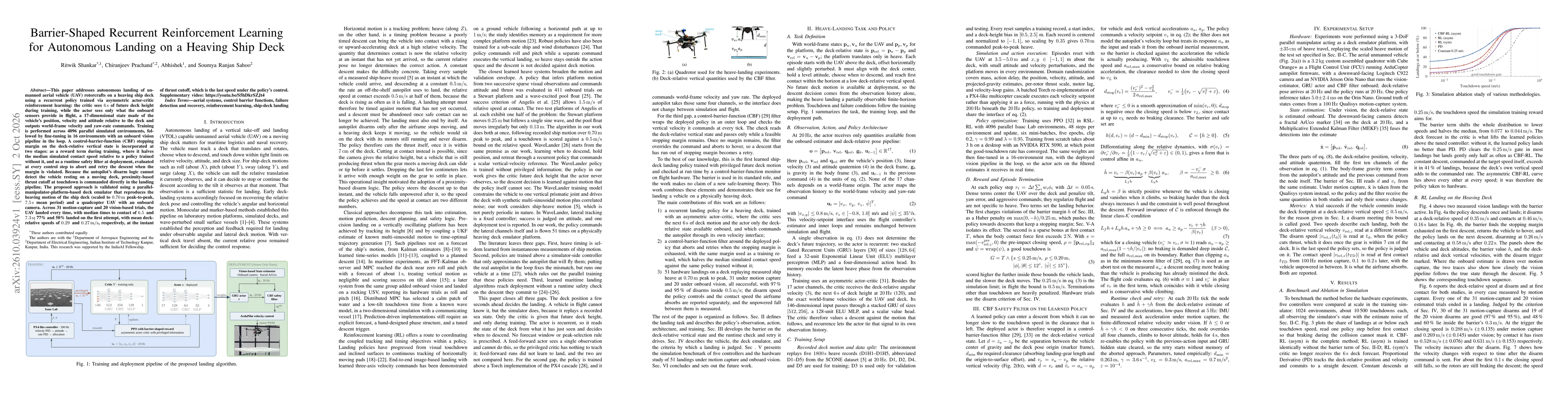 Thumbnail for Barrier-Shaped Recurrent Reinforcement Learning for Autonomous Landing on a Heaving Ship Deck