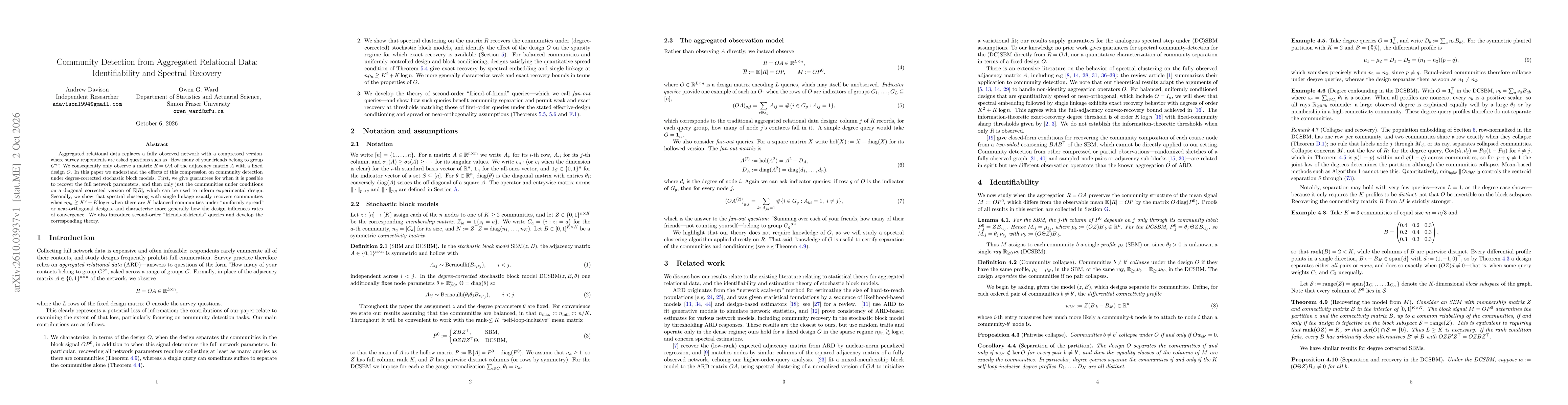 Thumbnail for Community Detection from Aggregated Relational Data: Identifiability and Spectral Recovery