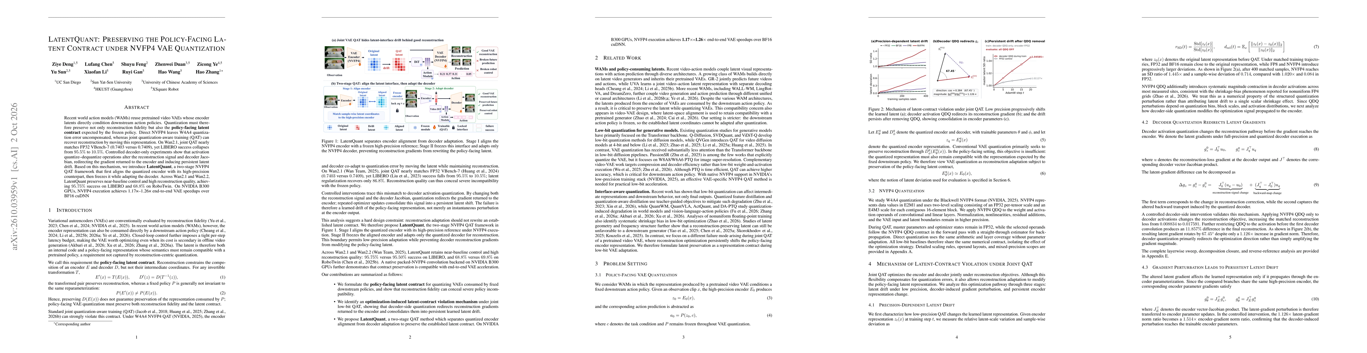Thumbnail for LatentQuant: Preserving the Policy-Facing Latent Contract under NVFP4 VAE Quantization