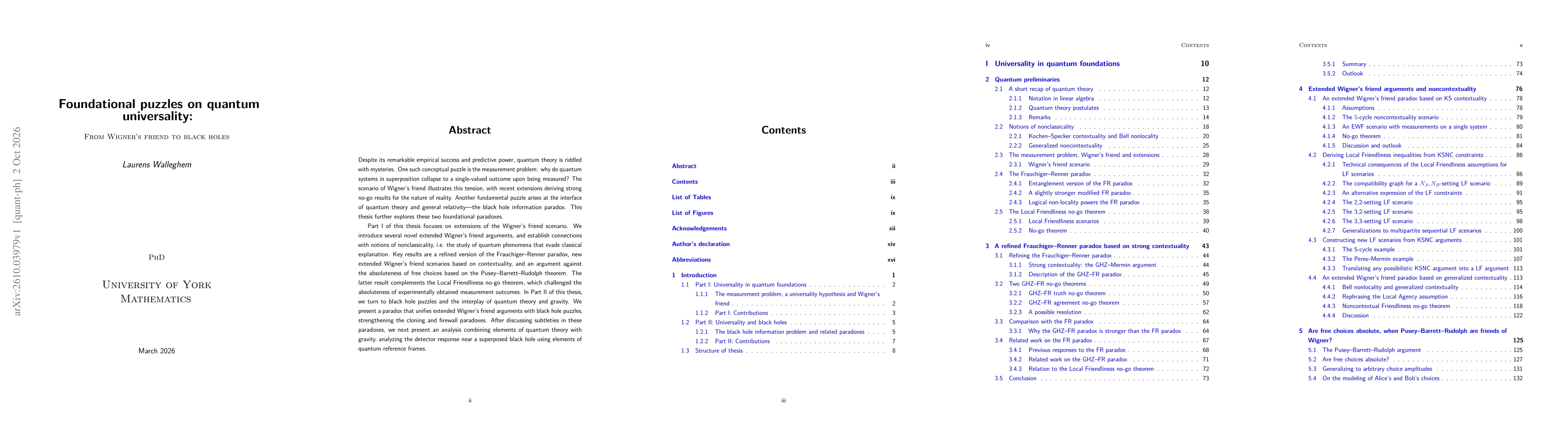 Thumbnail for Foundational puzzles on quantum universality: From Wigner's friend to black holes