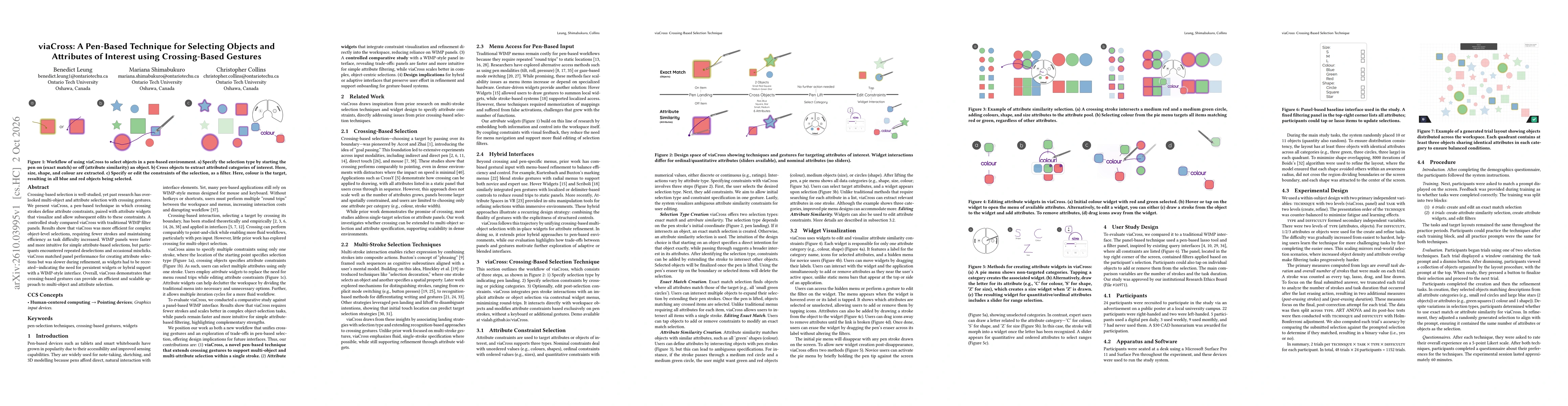 Thumbnail for viaCross: A Pen-Based Technique for Selecting Objects and Attributes of Interest using Crossing-Based Gestures