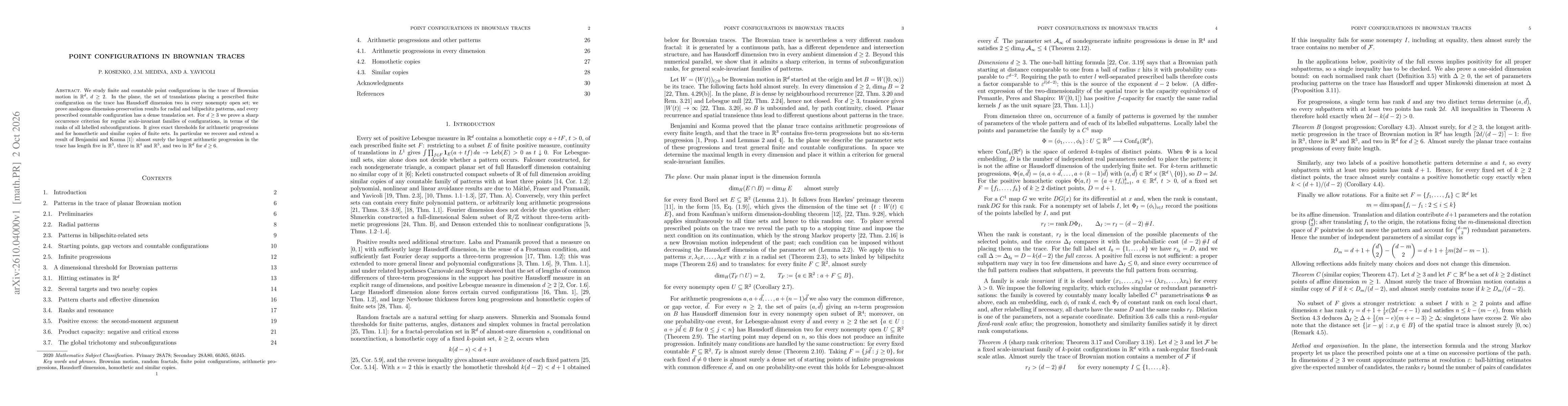 Thumbnail for Point Configurations in Brownian Traces