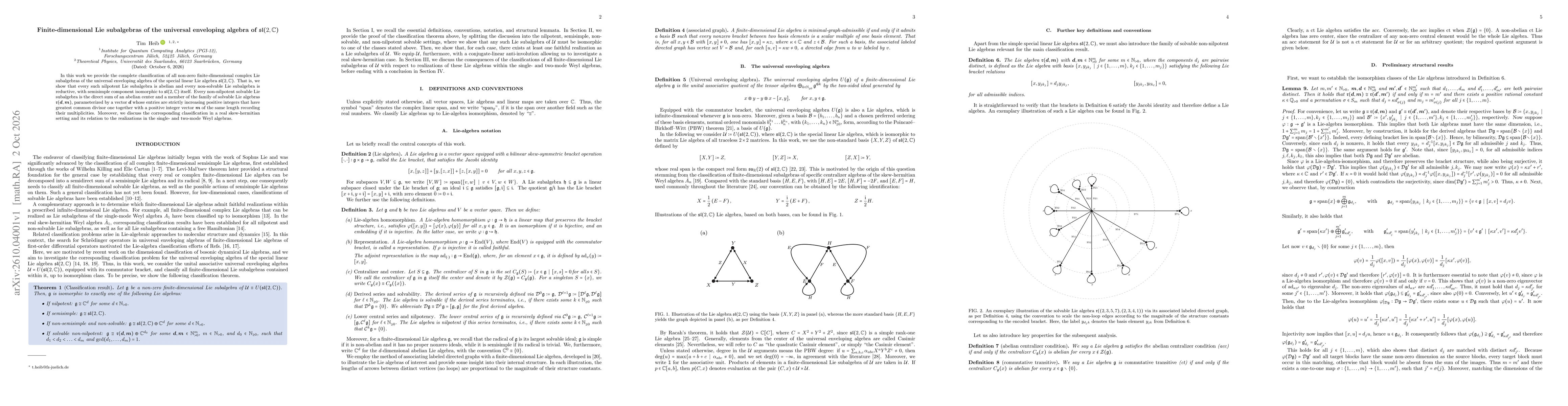 Thumbnail for Finite-dimensional Lie subalgebras of the universal enveloping algebra of $\mathfrak{sl}(2,\mathbb{C})$