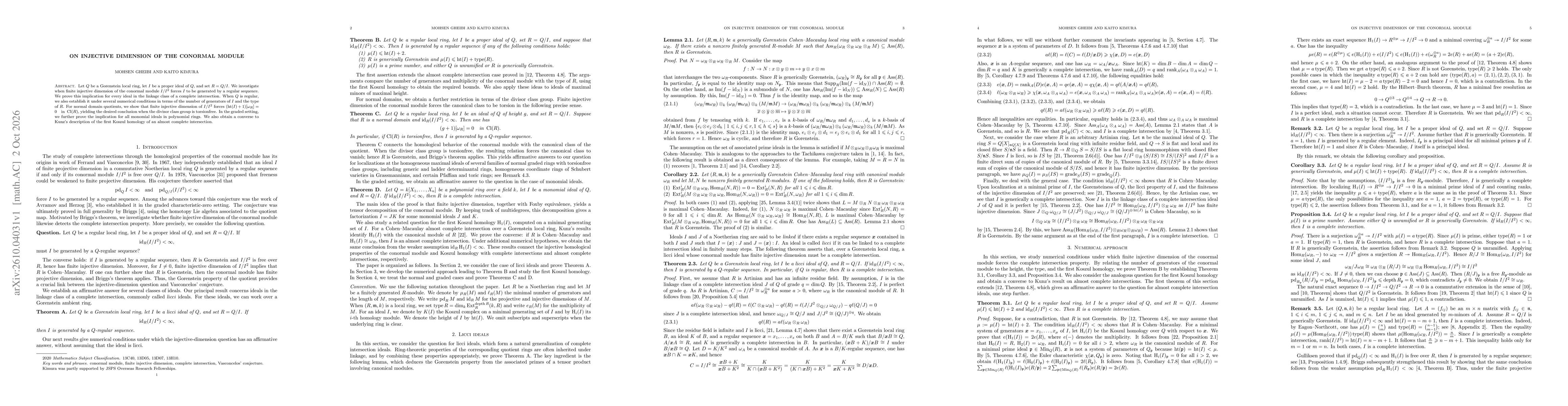 Thumbnail for On injective dimension of the conormal module