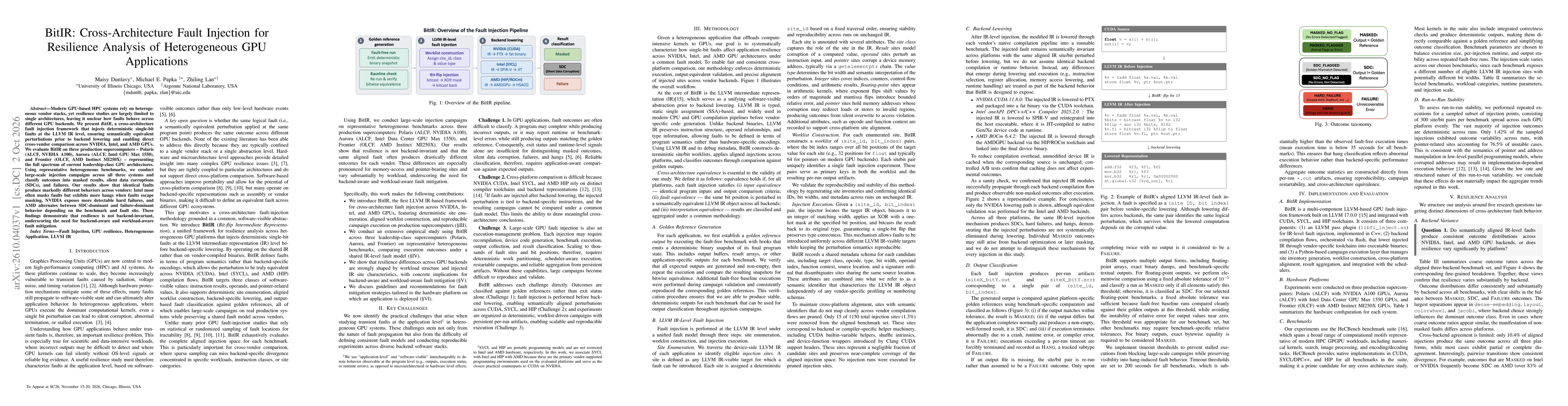 Thumbnail for BitIR: Cross-Architecture Fault Injection for Resilience Analysis of Heterogeneous GPU Applications