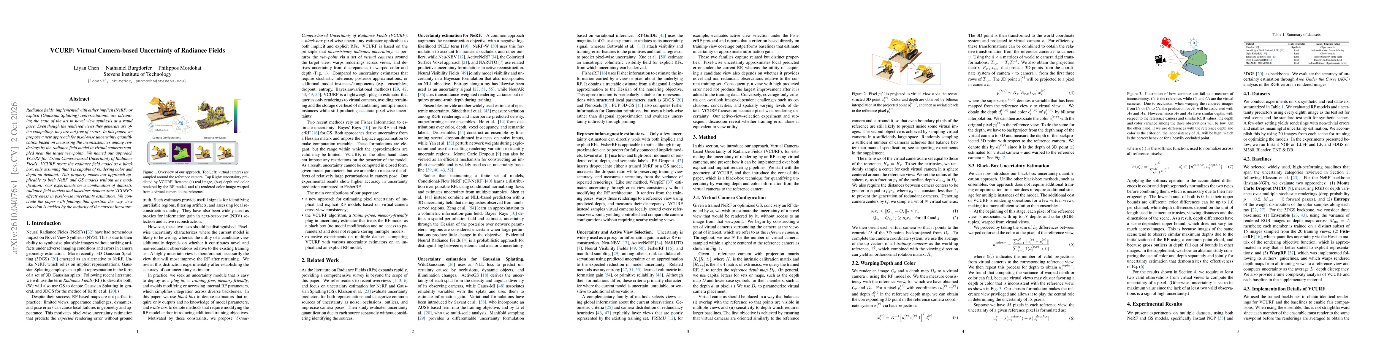 Thumbnail for VCURF: Virtual Camera-based Uncertainty of Radiance Fields