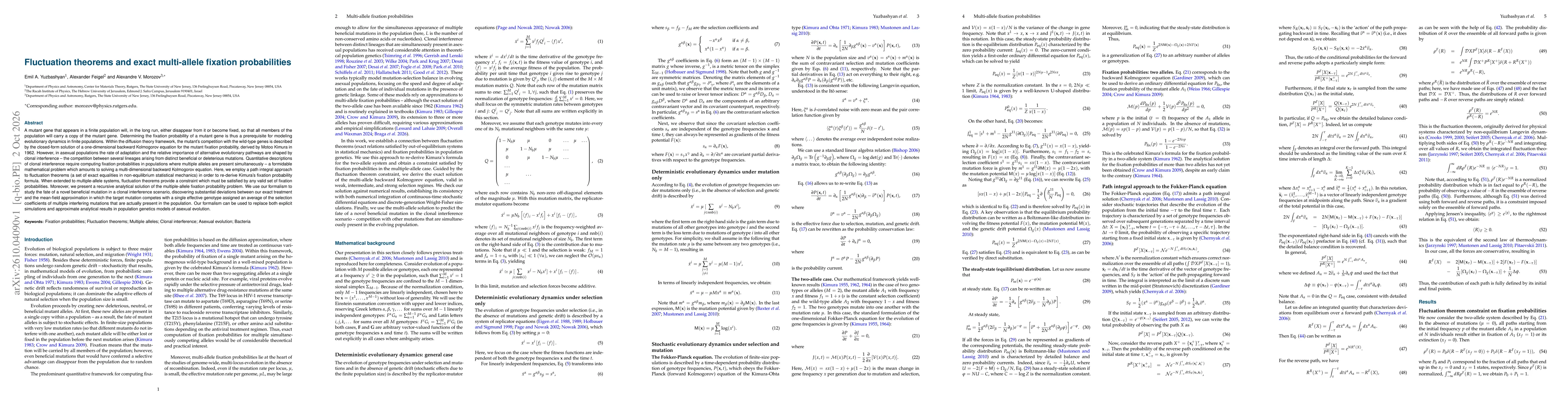 Thumbnail for Fluctuation theorems and exact multi-allele fixation probabilities