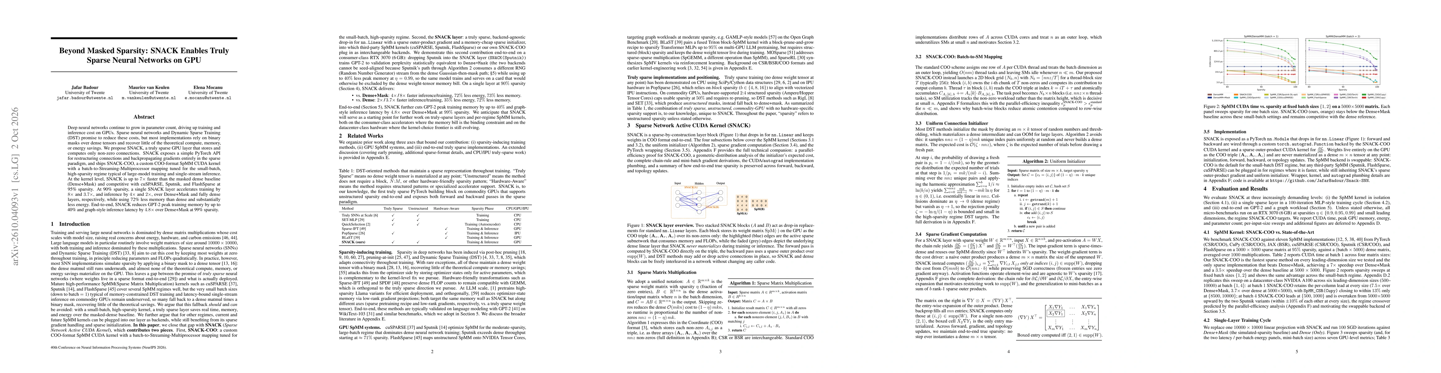 Thumbnail for Beyond Masked Sparsity: SNACK Enables Truly Sparse Neural Networks on GPU
