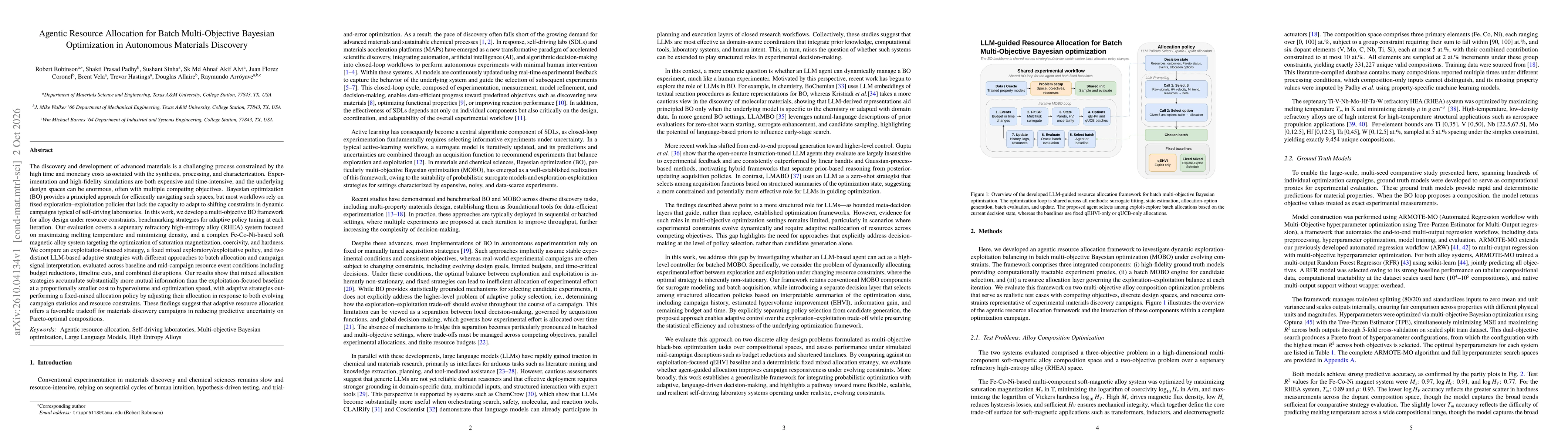 Thumbnail for Agentic Resource Allocation for Batch Multi-Objective Bayesian Optimization in Autonomous Materials Discovery