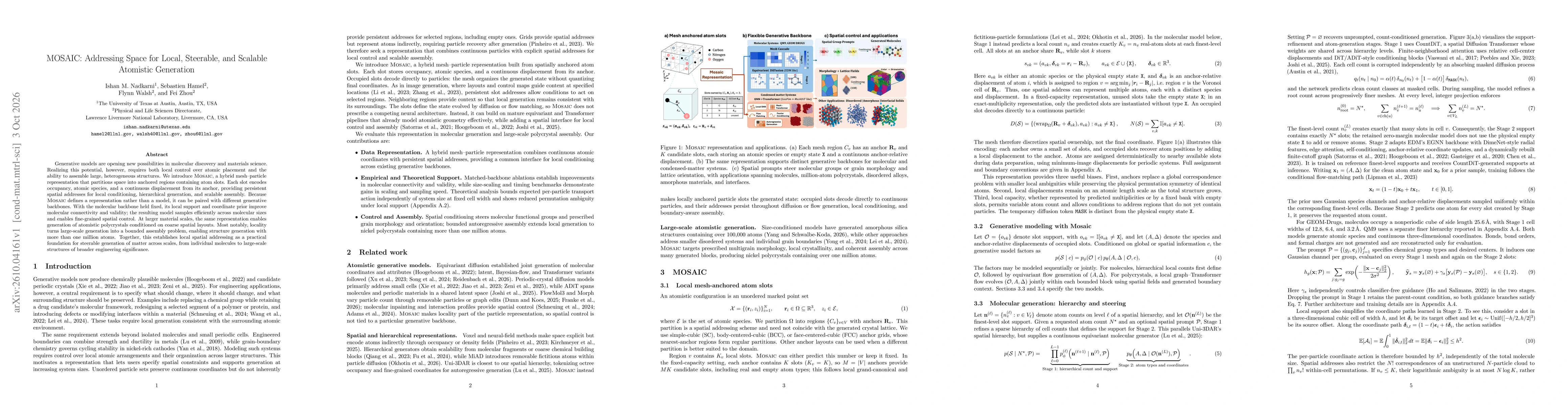 Thumbnail for MOSAIC: Addressing Space for Local, Steerable, and Scalable Atomistic Generation