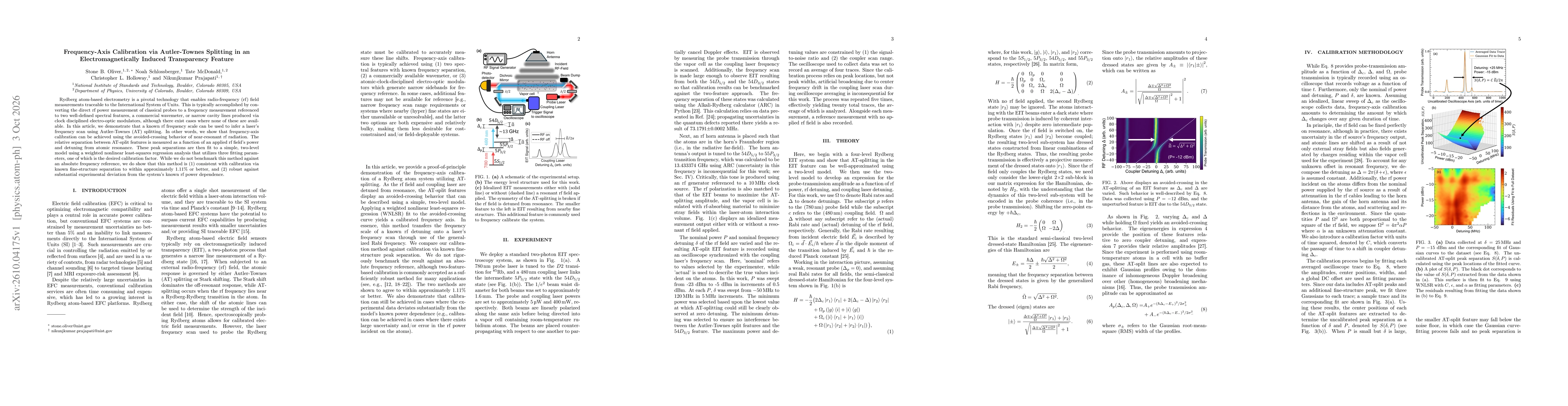 Thumbnail for Frequency-Axis Calibration via Autler-Townes Splitting in an Electromagnetically Induced Transparency Feature