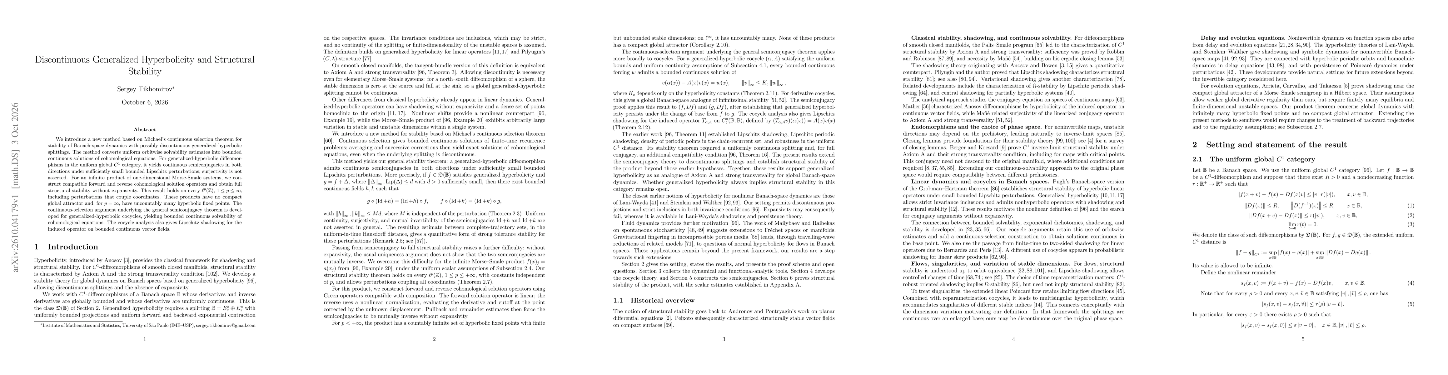 Thumbnail for Discontinuous Generalized Hyperbolicity and Structural Stability