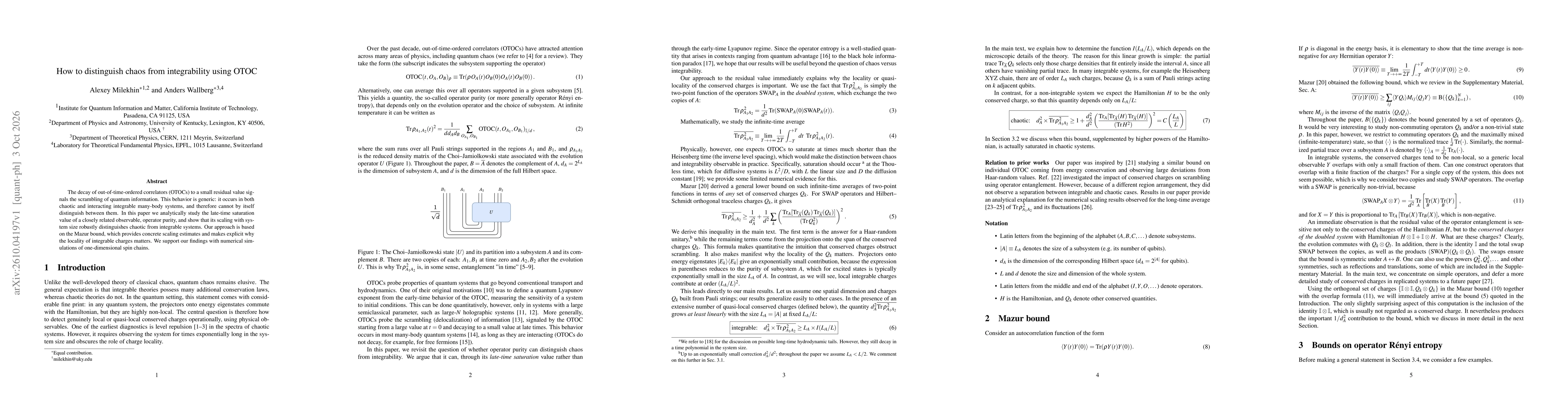 Thumbnail for How to distinguish chaos from integrability using OTOC