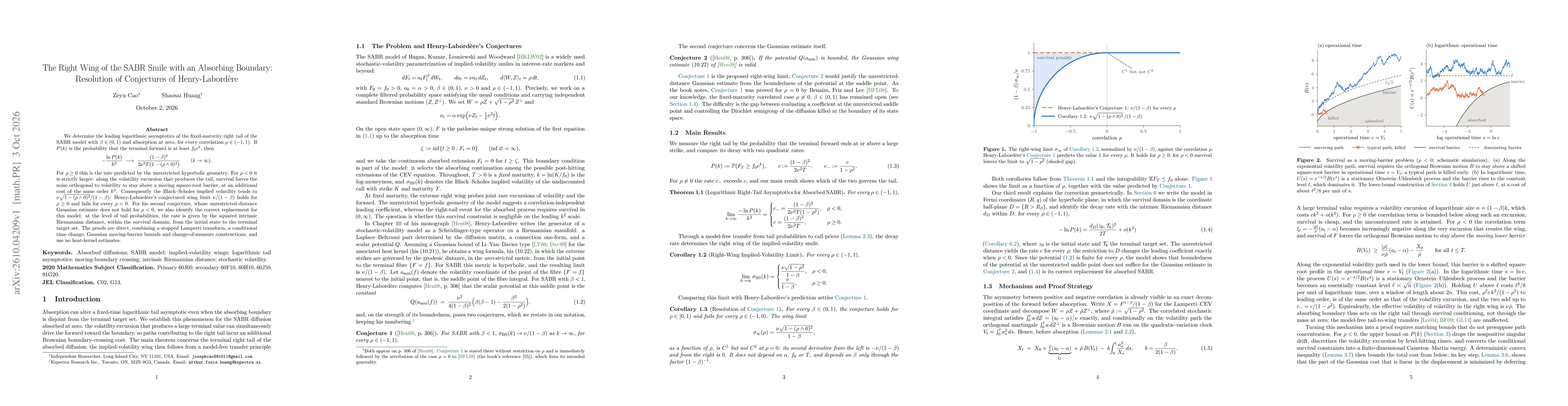 Thumbnail for The Right Wing of the SABR Smile with an Absorbing Boundary: Resolution of Conjectures of Henry-Labordère