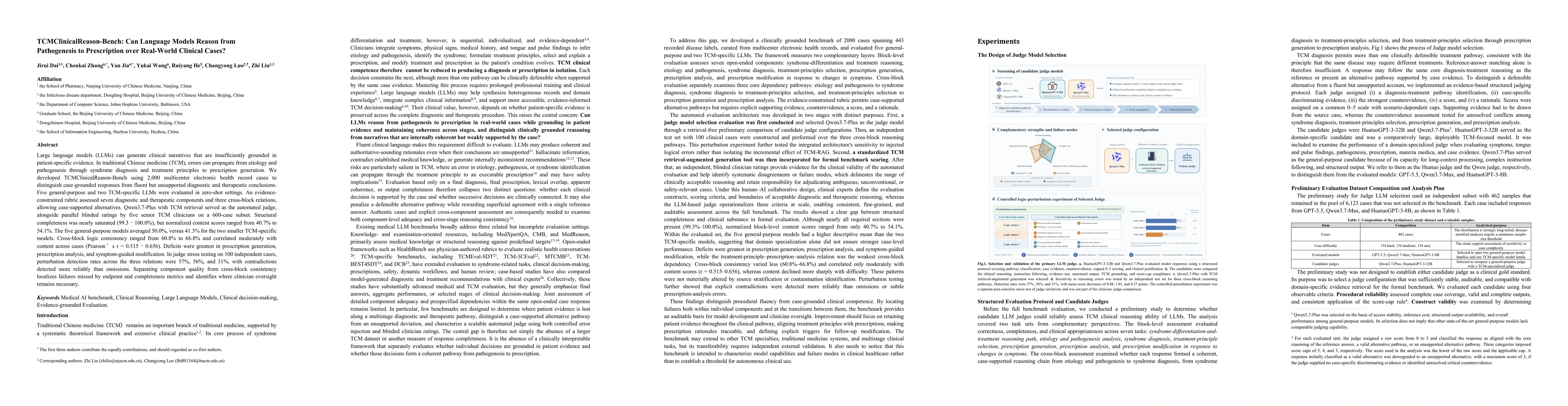 Thumbnail for TCMClinicalReason-Bench: Can Language Models Reason from Pathogenesis to Prescription over Real-World Clinical Cases?