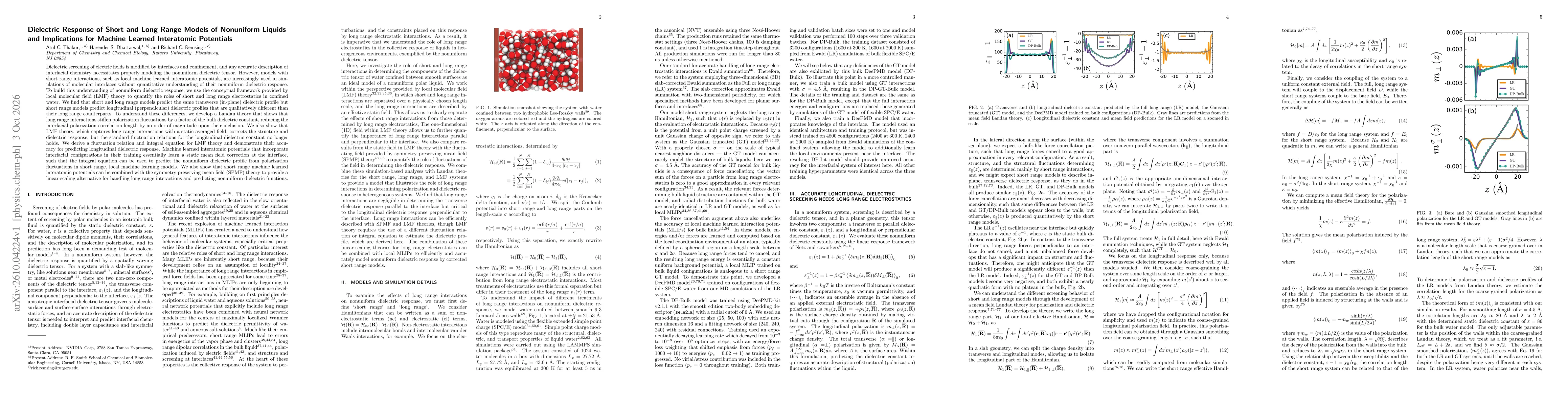 Thumbnail for Dielectric Response of Short and Long Range Models of Nonuniform Liquids and Implications for Machine Learned Interatomic Potentials