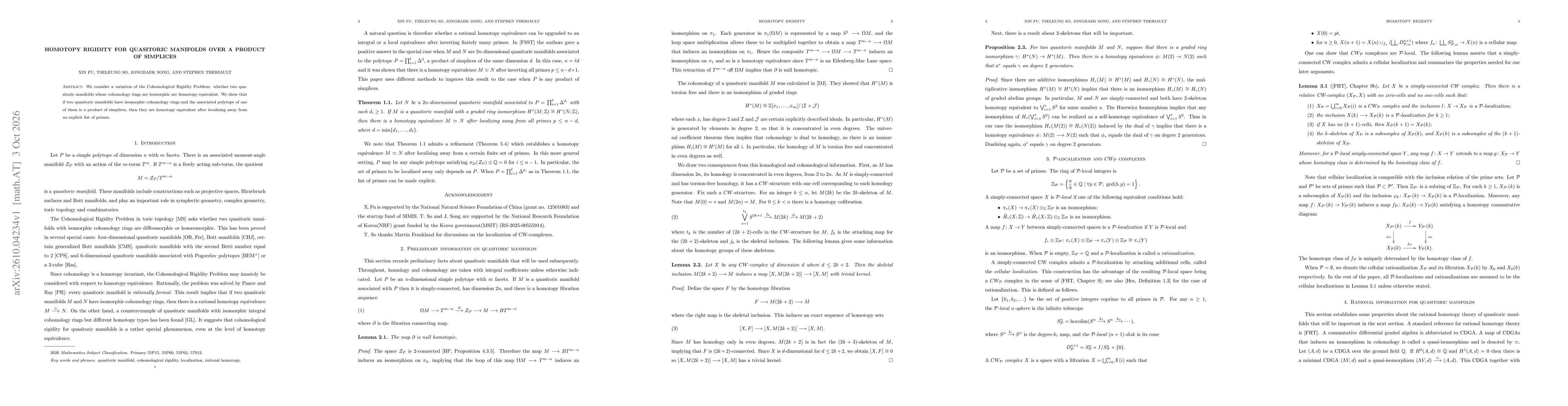 Thumbnail for Homotopy rigidity for quasitoric manifolds over a product of simplices