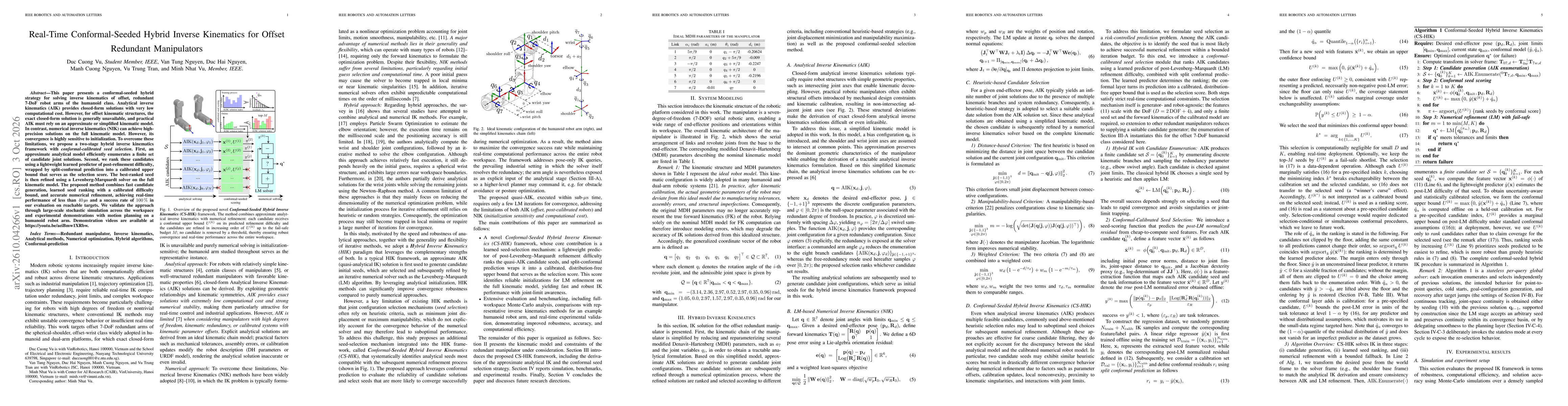 Thumbnail for Real-Time Conformal-Seeded Hybrid Inverse Kinematics for Offset Redundant Manipulators