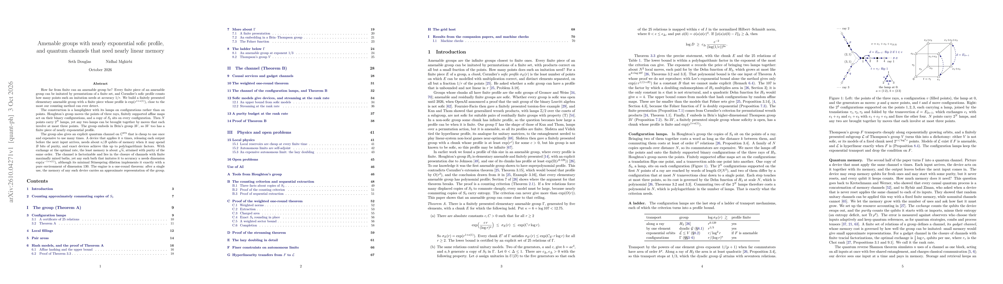 Thumbnail for Amenable groups with nearly exponential sofic profile, and quantum channels that need nearly linear memory