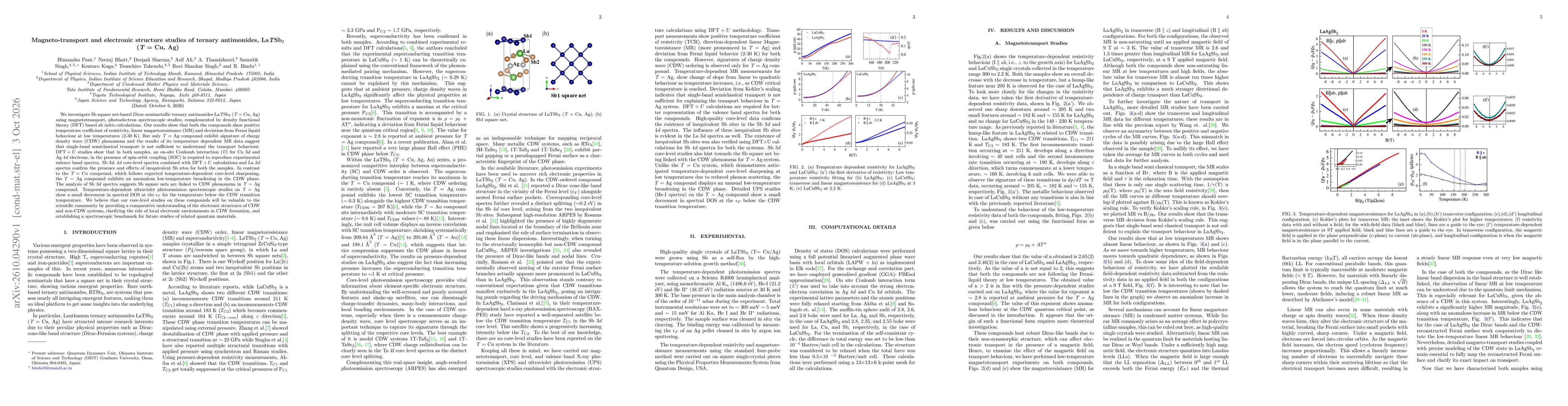 Thumbnail for Magneto-transport and electronic structure studies of ternary antimonides, La$T$Sb$_2$ ($T$ = Cu, Ag)
