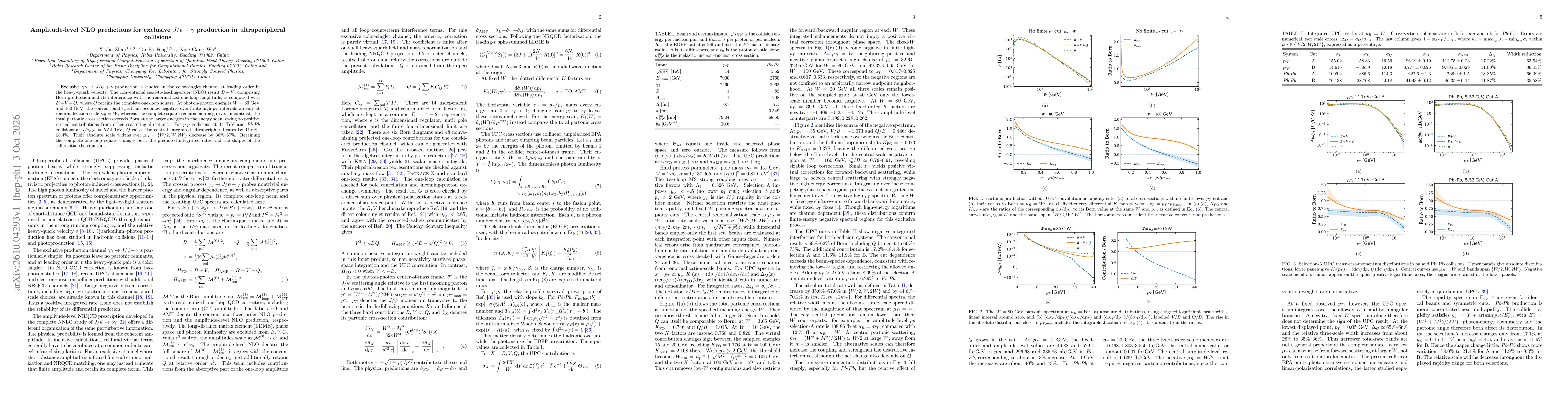 Thumbnail for Amplitude-level NLO predictions for exclusive $J/ψ+γ$ production in ultraperipheral collisions