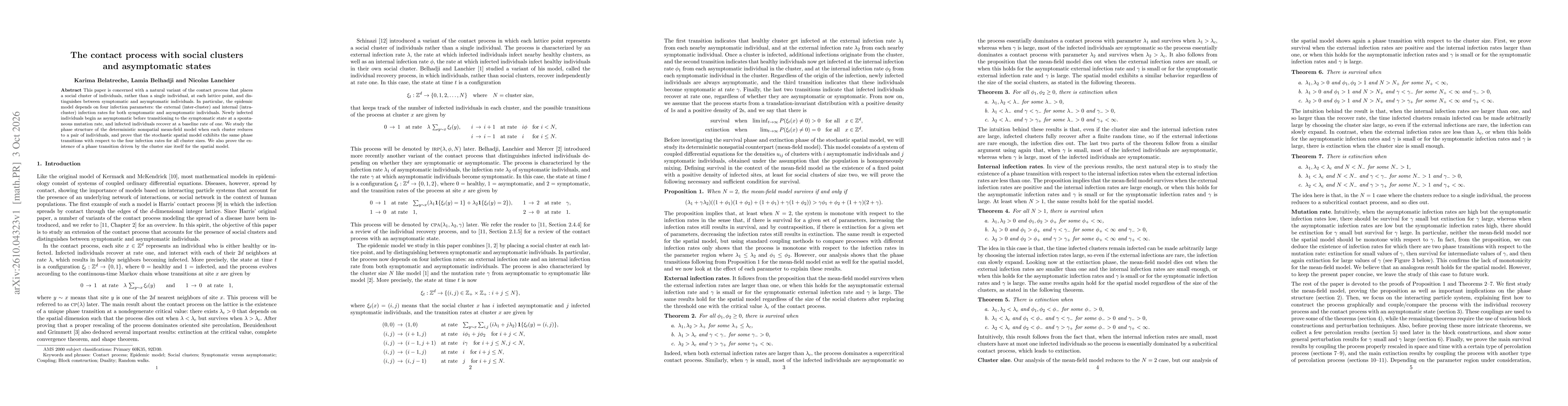 Thumbnail for The contact process with social clusters and asymptomatic states