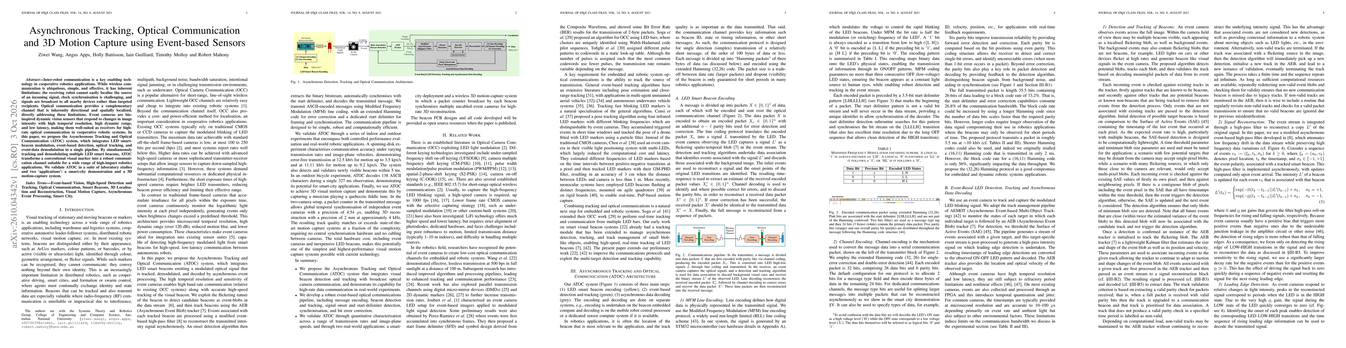 Thumbnail for Asynchronous Tracking, Optical Communication and 3D Motion Capture using Event-based Sensors