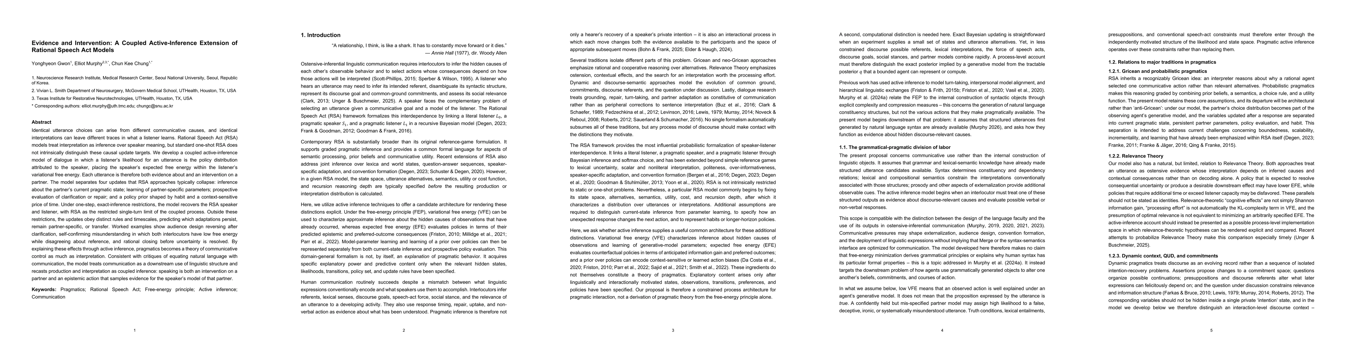 Thumbnail for Evidence and Intervention: A Coupled Active-Inference Extension of Rational Speech Act Models